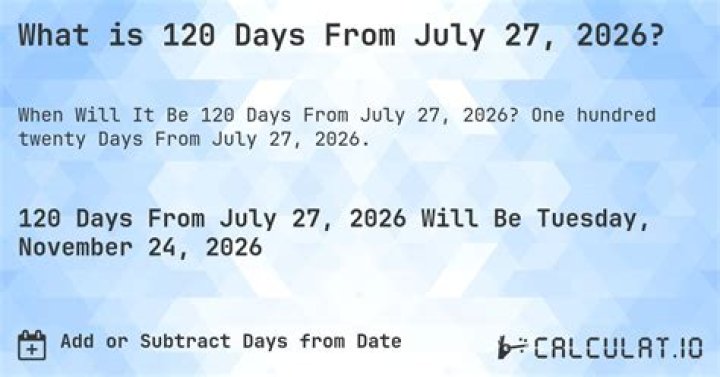 120 Days From July 27 2024 Ashlee Carolee