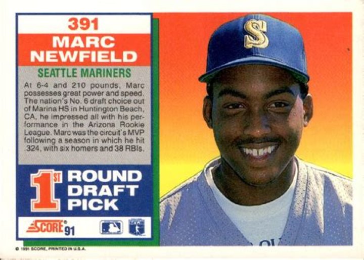 1991 Score Baseball Marc Newfield 391 Seattle Mariners 1st Round Draft