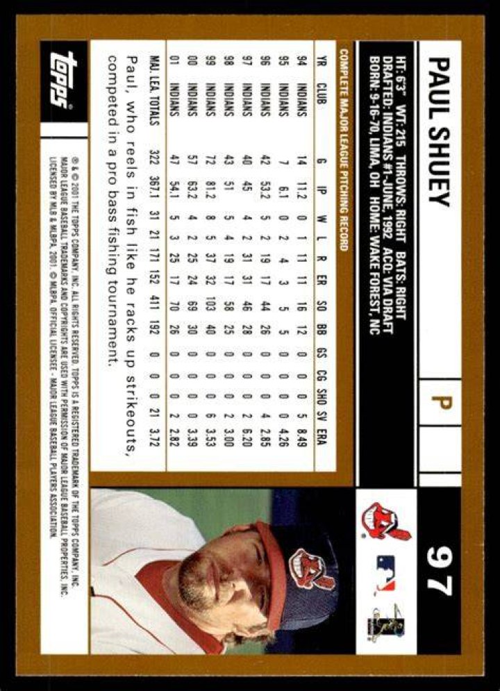 2002 Topps Baseball Card Paul Shuey 97 on Kronozio