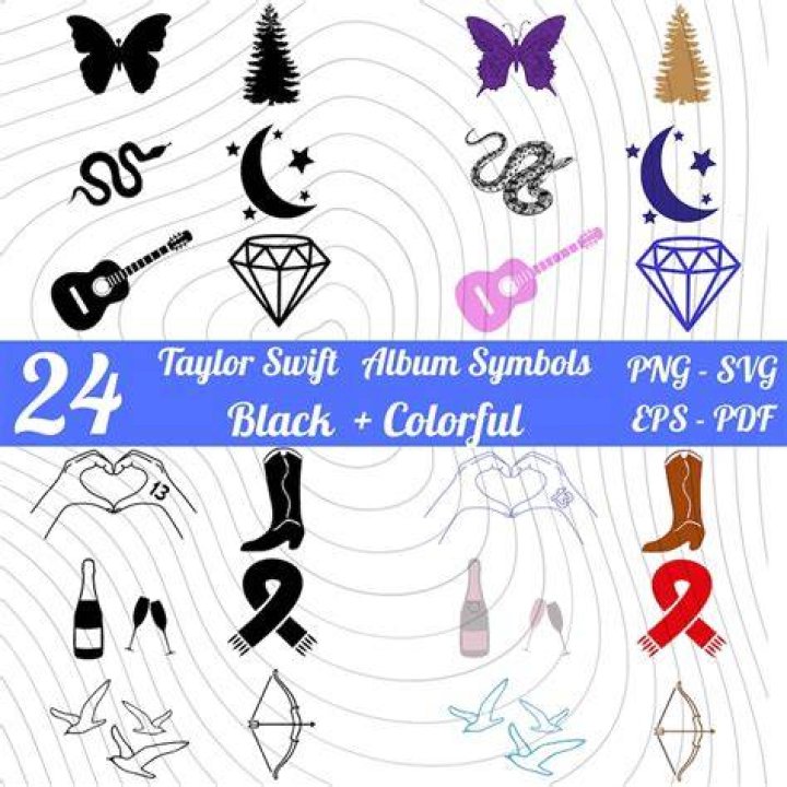 24 Taylor Swift Album Symbols Black Colorful Bundle Swiftie Merch Gift