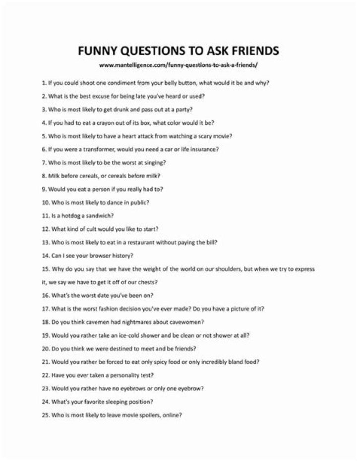 53 Funny Questions To Ask Friends Have A Really Interesting Time