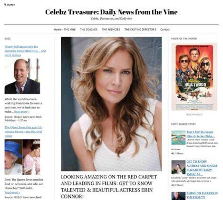 Actress Erin Connor Celebz Treasure Daily News from the Vine