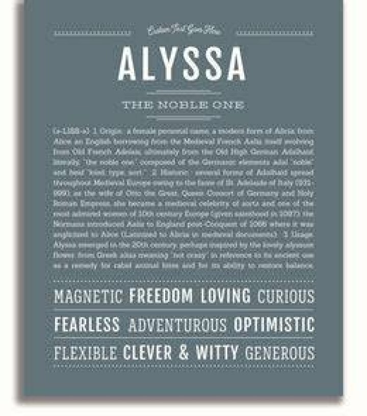 Alyssa Name Art Print Classic names, Names, Names with meaning