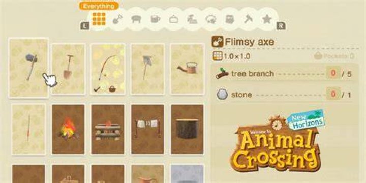 animal crossing crafting menu
