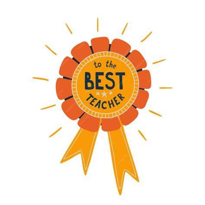 Best teacher award for Teachers day greeting card with medal. Vector