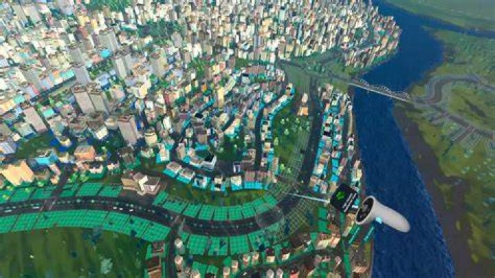Cities VR screenshot showing a city
