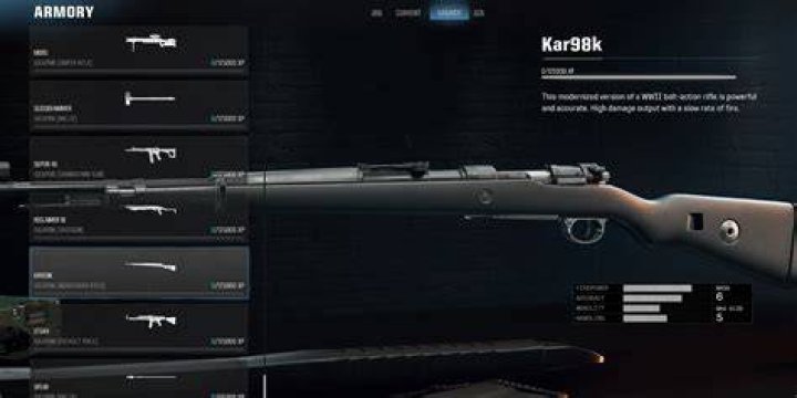 CoD Vanguard Kar98k equipment screen
