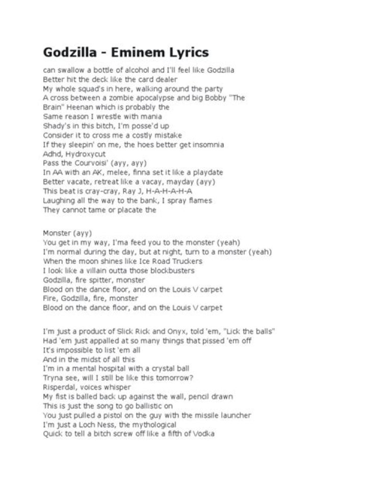 Eminem Godzilla (Fast part lyrics) YouTube