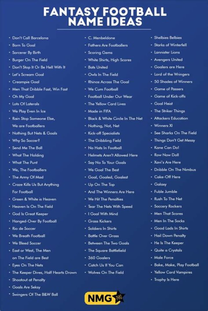 Fantasy Football Name Ideas Fantasy Football Name Generator Football