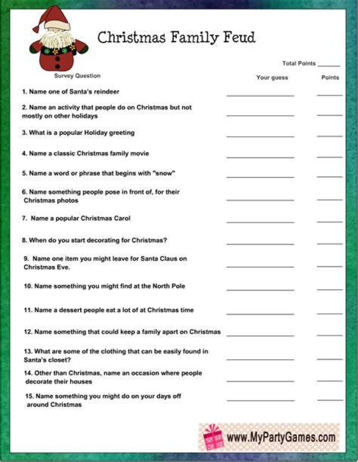 Free Printable Family Feud Christmas Game Printable Templates