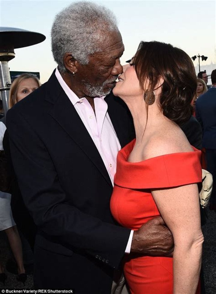 Freeman kisses Marcia Gay Harden on the lips at CBS event in LA