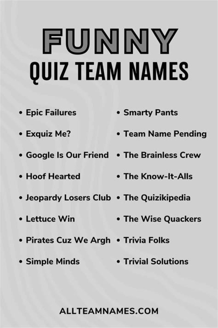 Funny Quiz Team Names For Your Next Pub Quiz! Best Quiz Questions