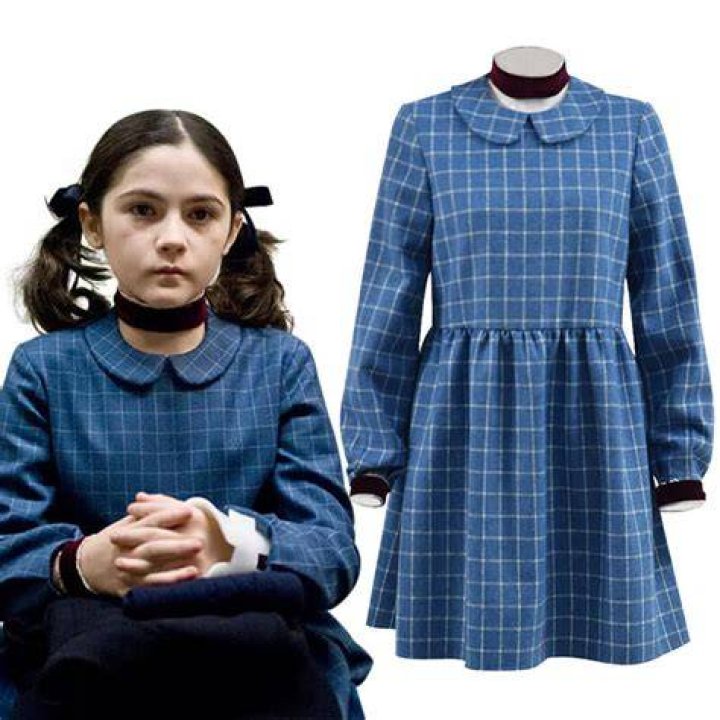 Girls Halloween Costume Esther Orphan Blue Plaid Dress Adults Women Co