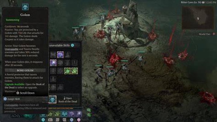 Golem upgrades in Necromancer's Book of the Dead in Diablo 4