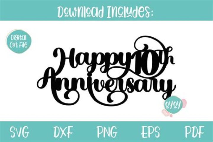 Happy 10th Anniversary SVG File for Cricut Tin Wedding Tenth Etsy