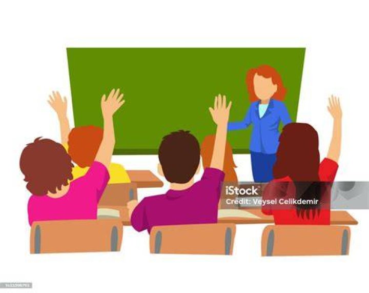 Illustration of Kids Raising their Hands Asking Questions with Question