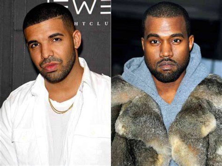 Kanye West and Drake in concert with Twitch logo