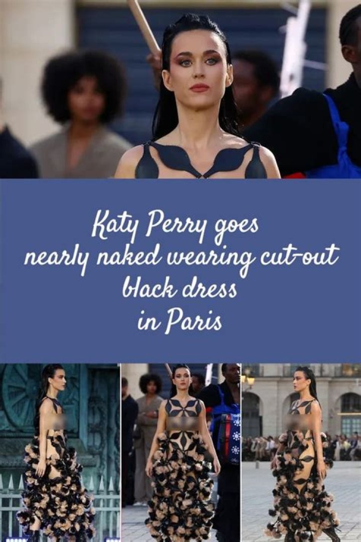 Katy Perry goes nearly naked wearing cutout black dress in Paris Fox