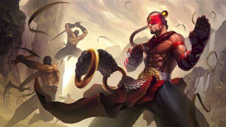Lee Sin character model with Prestige Nightbringers edition skin