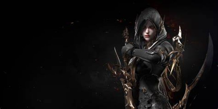 Lost Ark Assassin class Deathblade Shadowhunter female slices air while looking at camera