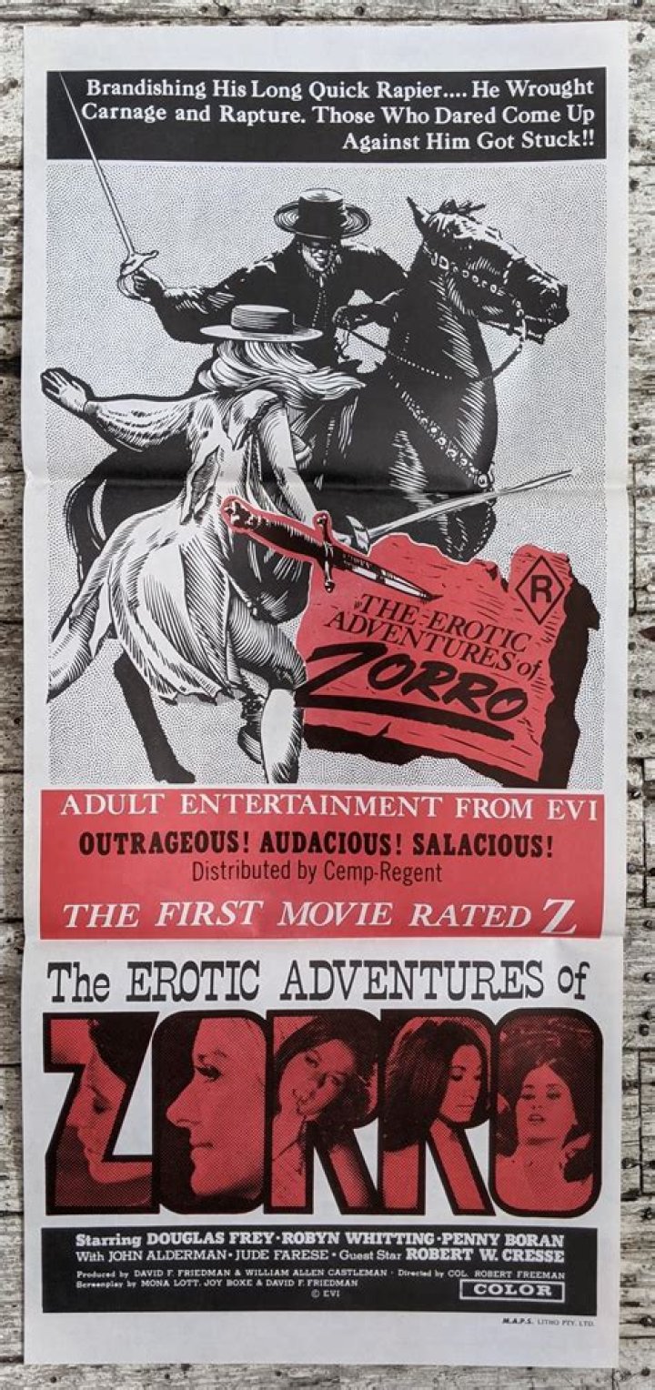 Lot The Erotic Adventures Of Zorro 1972, Starring Douglas Frey, Robyn