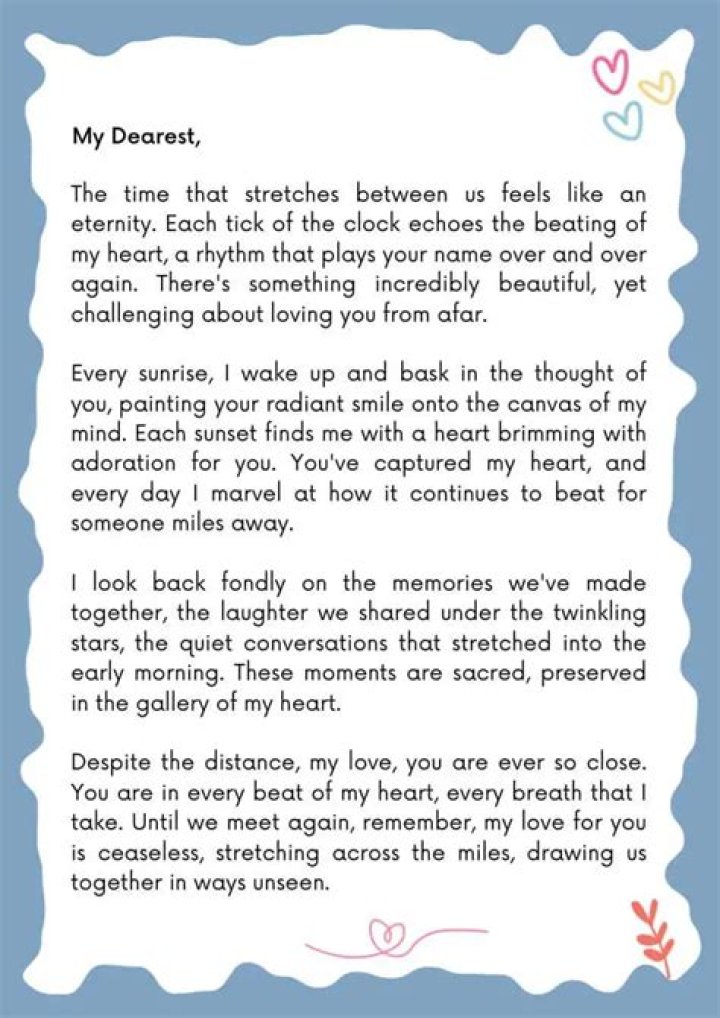 Love Letter to Long Distance boyfriend Templates at