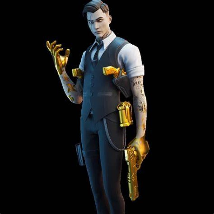 Midas in Fortnite leaning over table