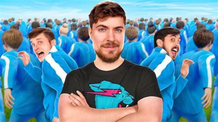 MrBeast standing in front of rusty old car