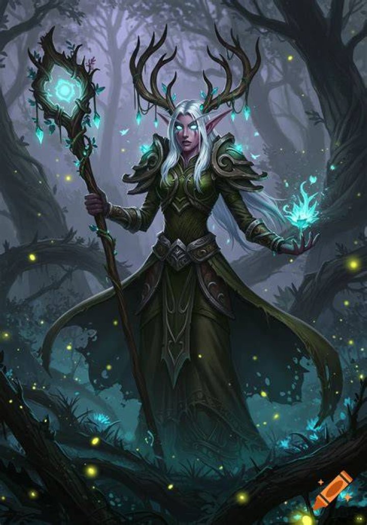 Night Elf Druid in the WoW character customization screen