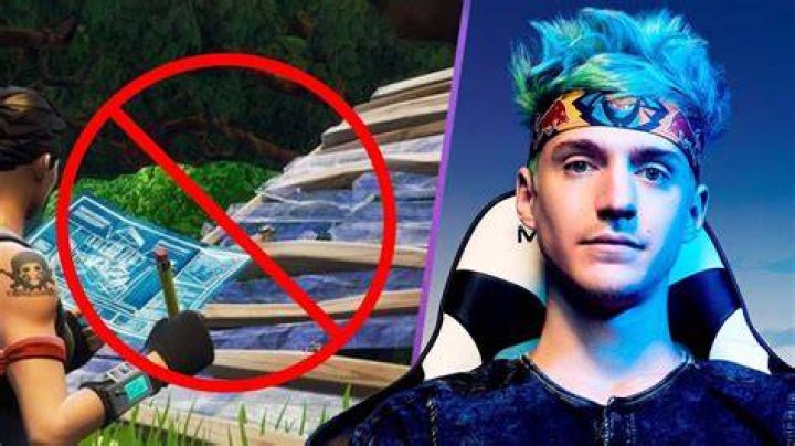 Ninja with Fortnite No Build characters in the background