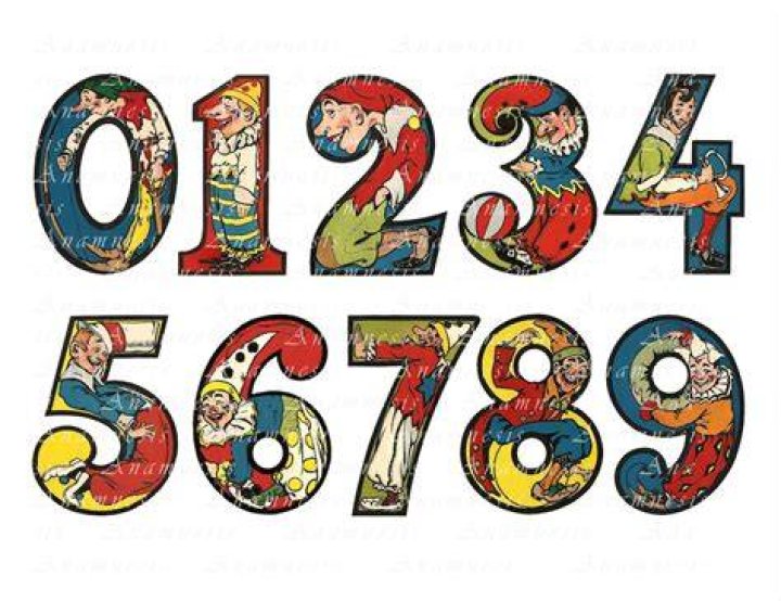 Numbers Print CLOWN NUMBERS Instant Digital Download Etsy