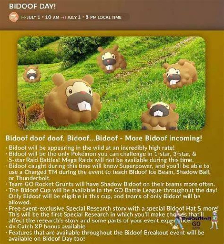 Pokemon Go Bidoof Day artwork