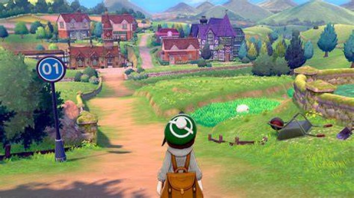 Screenshot from Pokemon Sword & Shield with flying Snorlax.