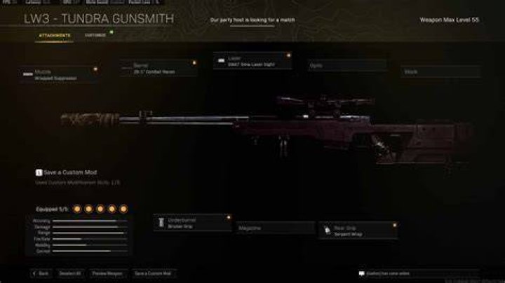 Screenshot of LW3 Tundra loadout in Call of Duty Warzone gunsmith
