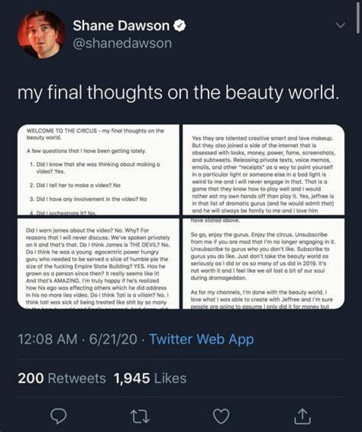 Shane Dawson notes post