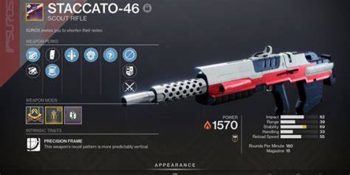 Staccato-46 Legendary Scout Rifle in Destiny 2.