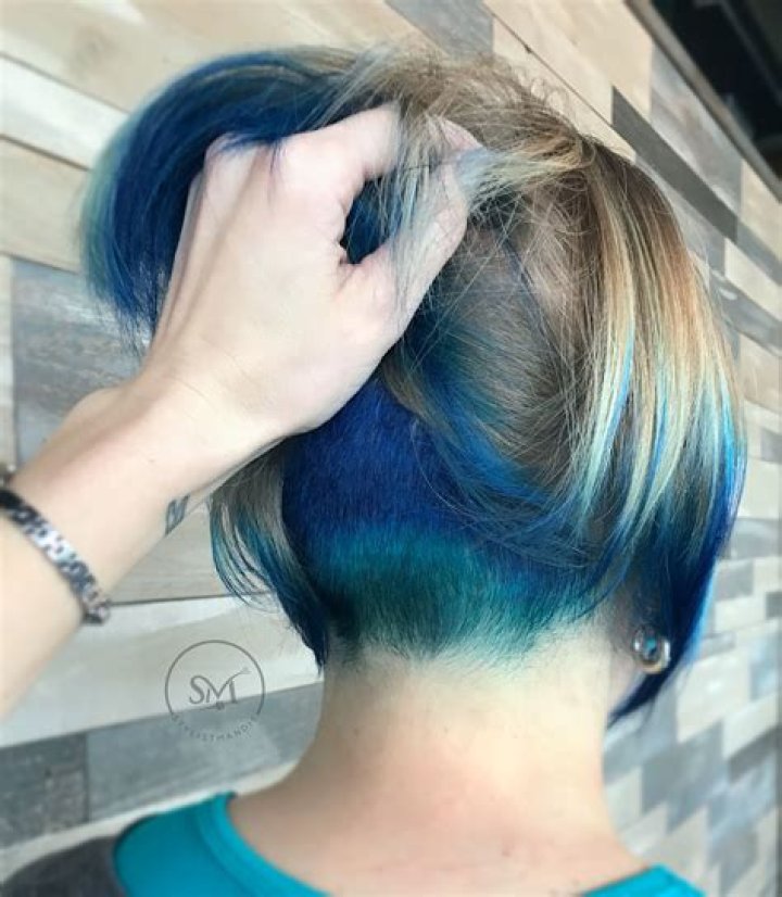 Teal and blue undercut/color by stylistmandie