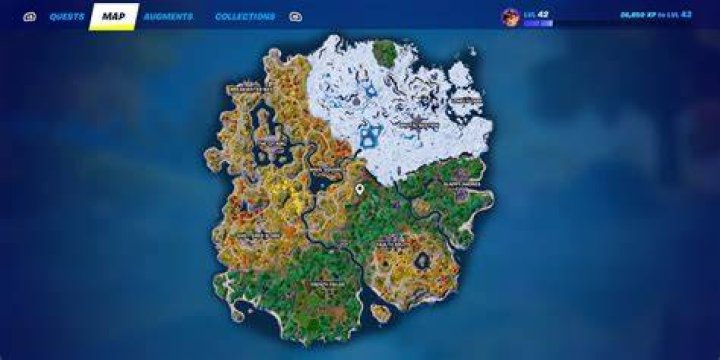 the map of Fortnite season 2 marked with red and blue lines