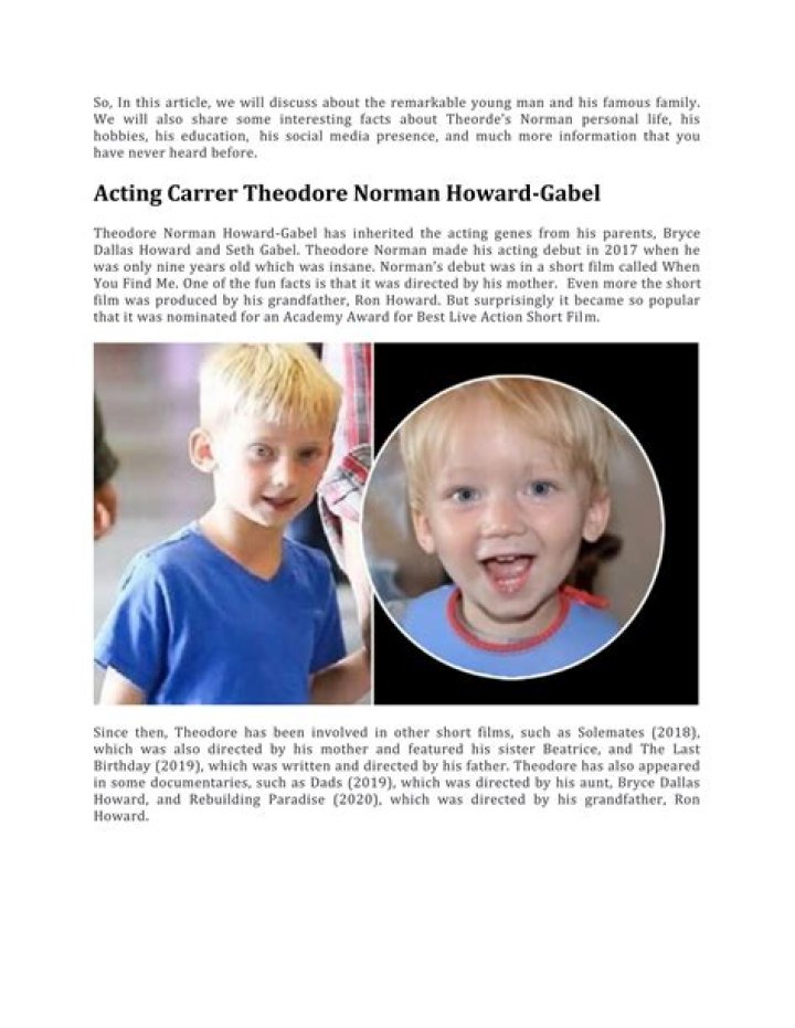 Theodore Norman Howard Gabel Biography