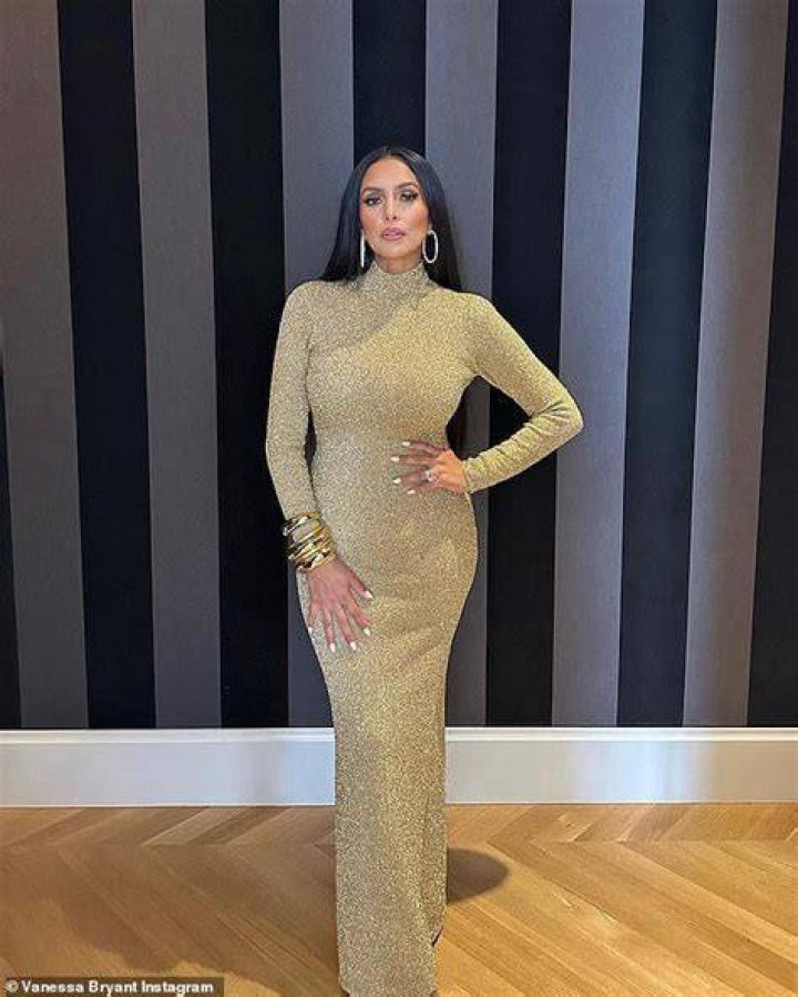 Vanessa Bryant Looks Glamorous In A Shimmering Gold Gown As She