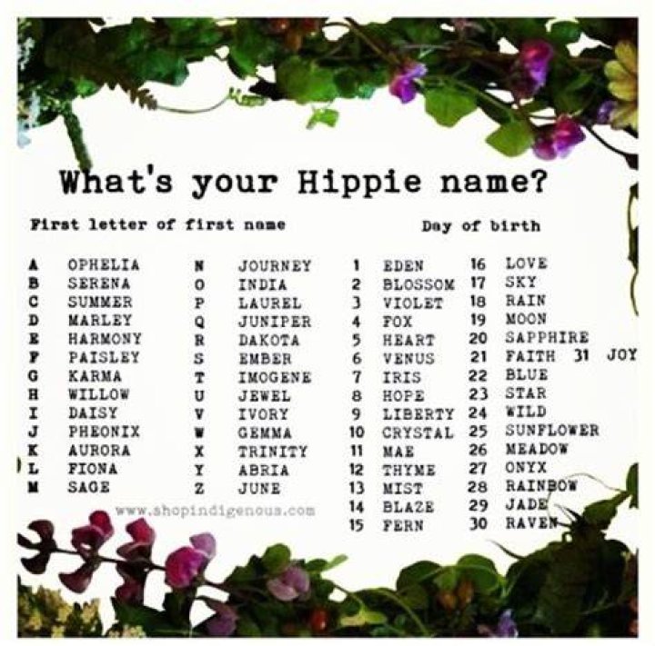 What is your hippie name? Lustige namen