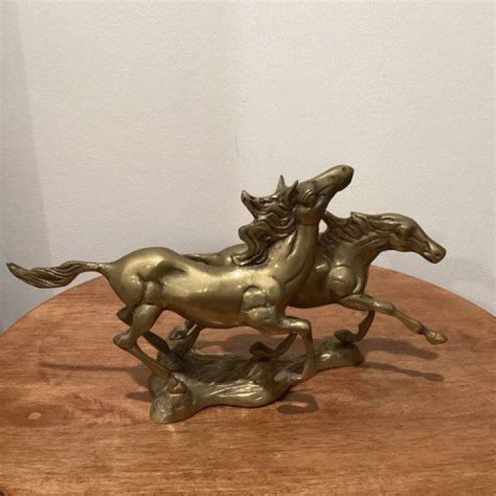 Wild Brass Horses Figurine Sculpture Statue Art 3D Printed Etsy r